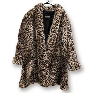 Leopard 1980’s Faux Fur Swing Coat by Monterey Fashions, size L-XL